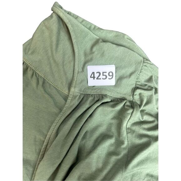 Three Dots size small avocado green vneck wrap blouse - Picture 7 of 7